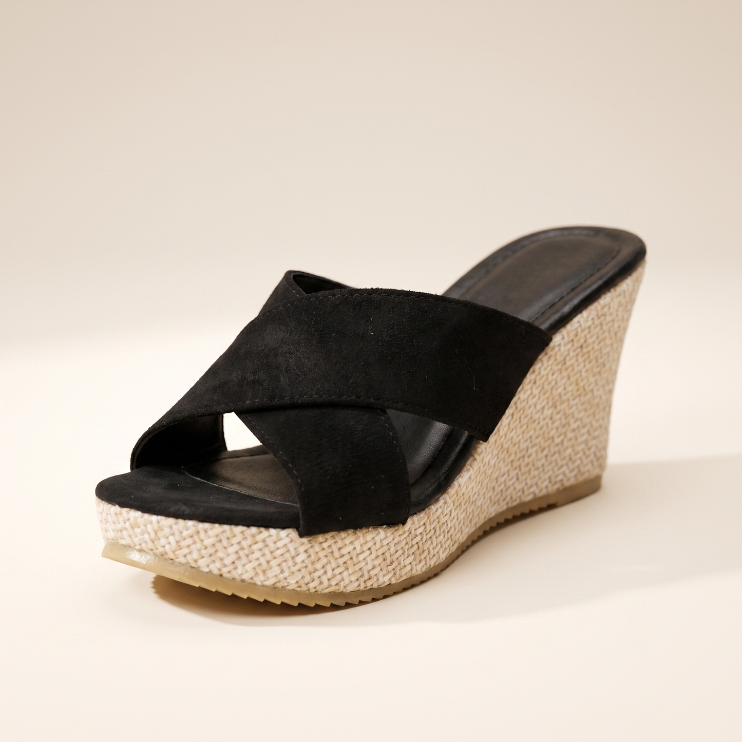 Sunoire crossover espadrille wedges 06 colorway black