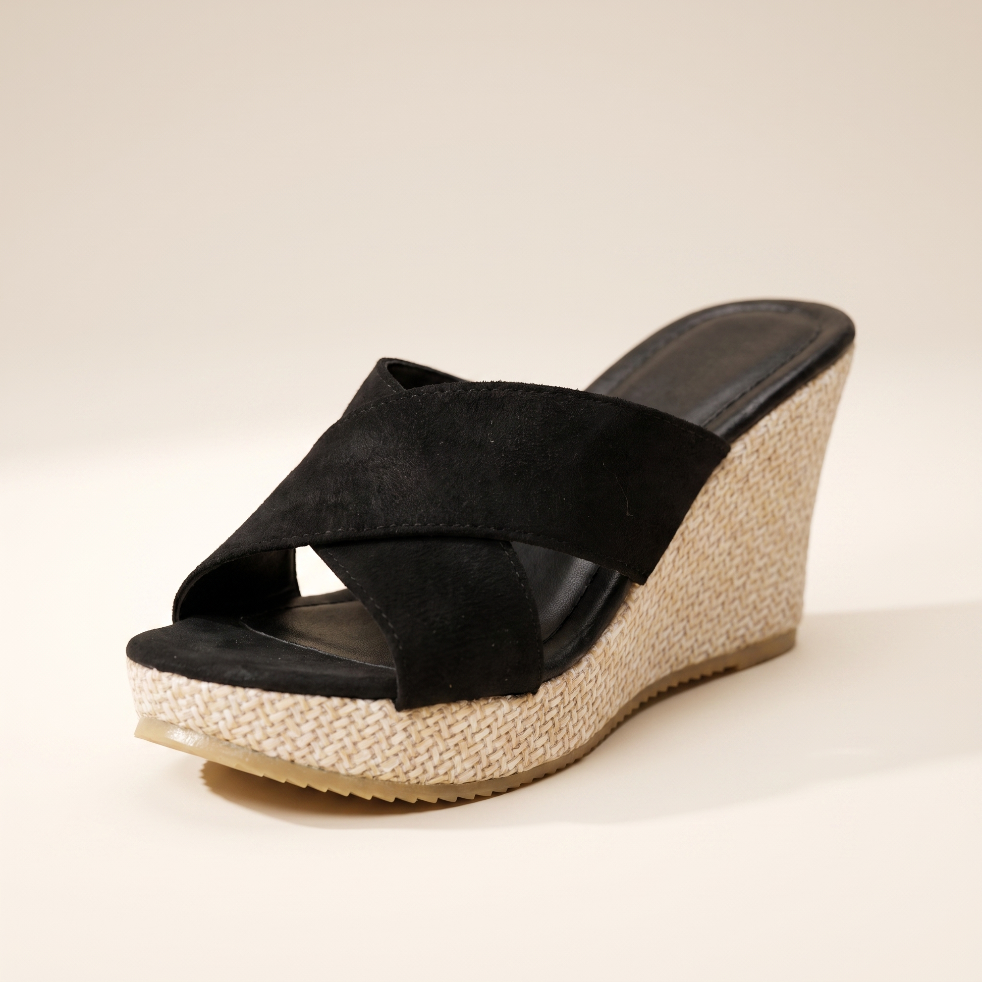 Sunoire crossover espadrille wedges 06 colorway black