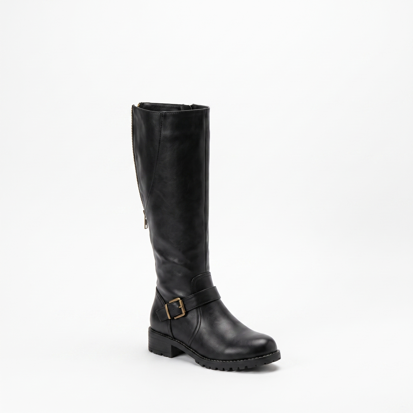 Sunoire olivia womens knee high buckle strap riding leather boots 06 colorway black