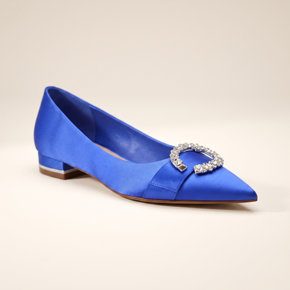 Sunoire womens satin bridal flats 06 colorway blue
