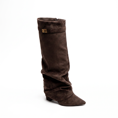 Sunoire isla womens slouch knee high boots pointed toe 06 colorway espresso