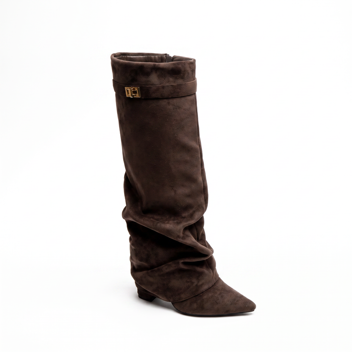 Sunoire isla womens slouch knee high boots pointed toe 06 colorway espresso