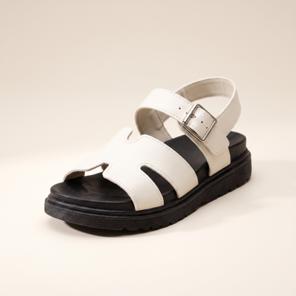 Sunoire ladies comfortable slip on sandals thick sole adjustable summer shoes 06 colorway white