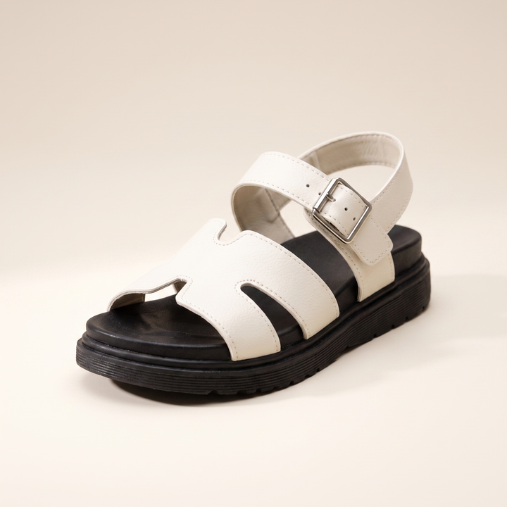 Sunoire ladies comfortable slip on sandals thick sole adjustable summer shoes 06 colorway white