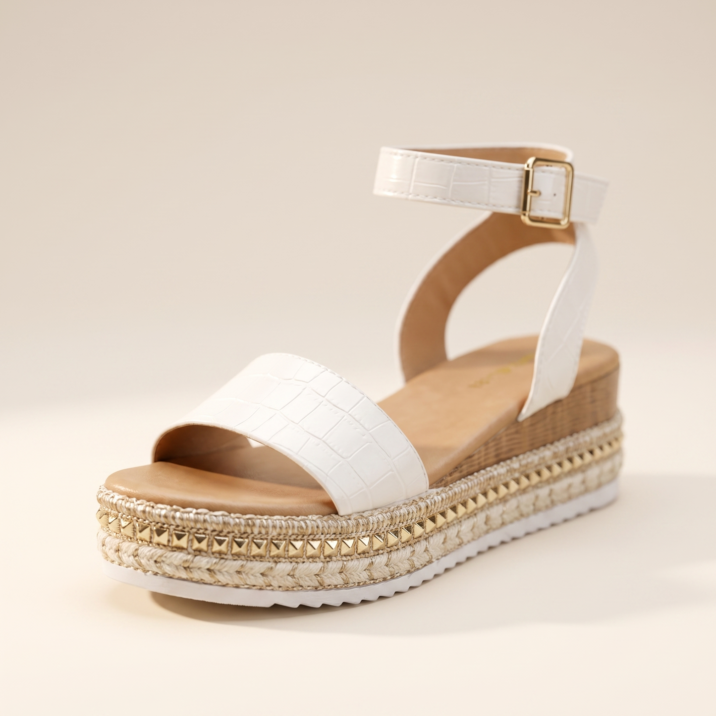 Sunoire summer platform sandals with ankle strap and textured sole 06 colorway white