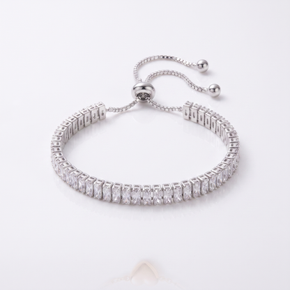 Sunoire women s tennis bracelet 4 mm 5 mm crystal cz iced cubic zirconia square tennis chain fashionable gold plated featuring pearls 06 flatlay silver baguette