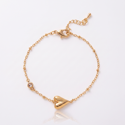 Sunoire fashion women s stainless steel bracelet bangles 18k gold plated jewelry heart cross zircon rhinestone bracelet for women 06 flatlay tilted heart