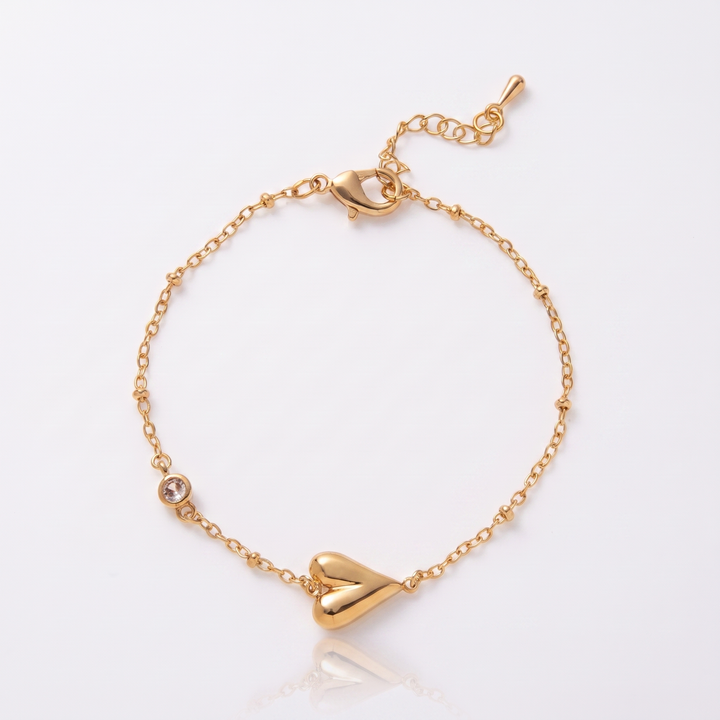 Amara Classic Heart Rhinestone Bracelet — Tilted Heart