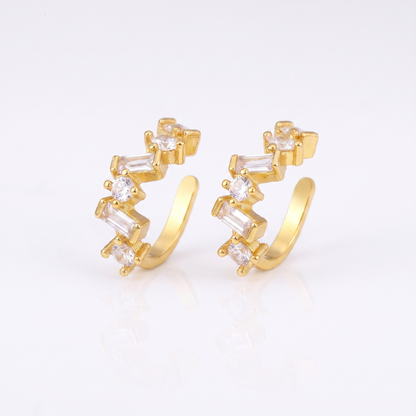 Sunoire qiku popular ear clip earrings no piercing cartilage 5 colors crystal women elegant aesthetic cubic zirconia copper jewelry gift 06 flatlay white