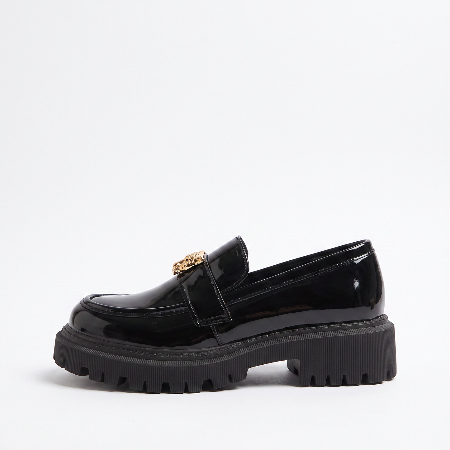 Sunoire leopard charm patent platform loafers 06 lateral profile black