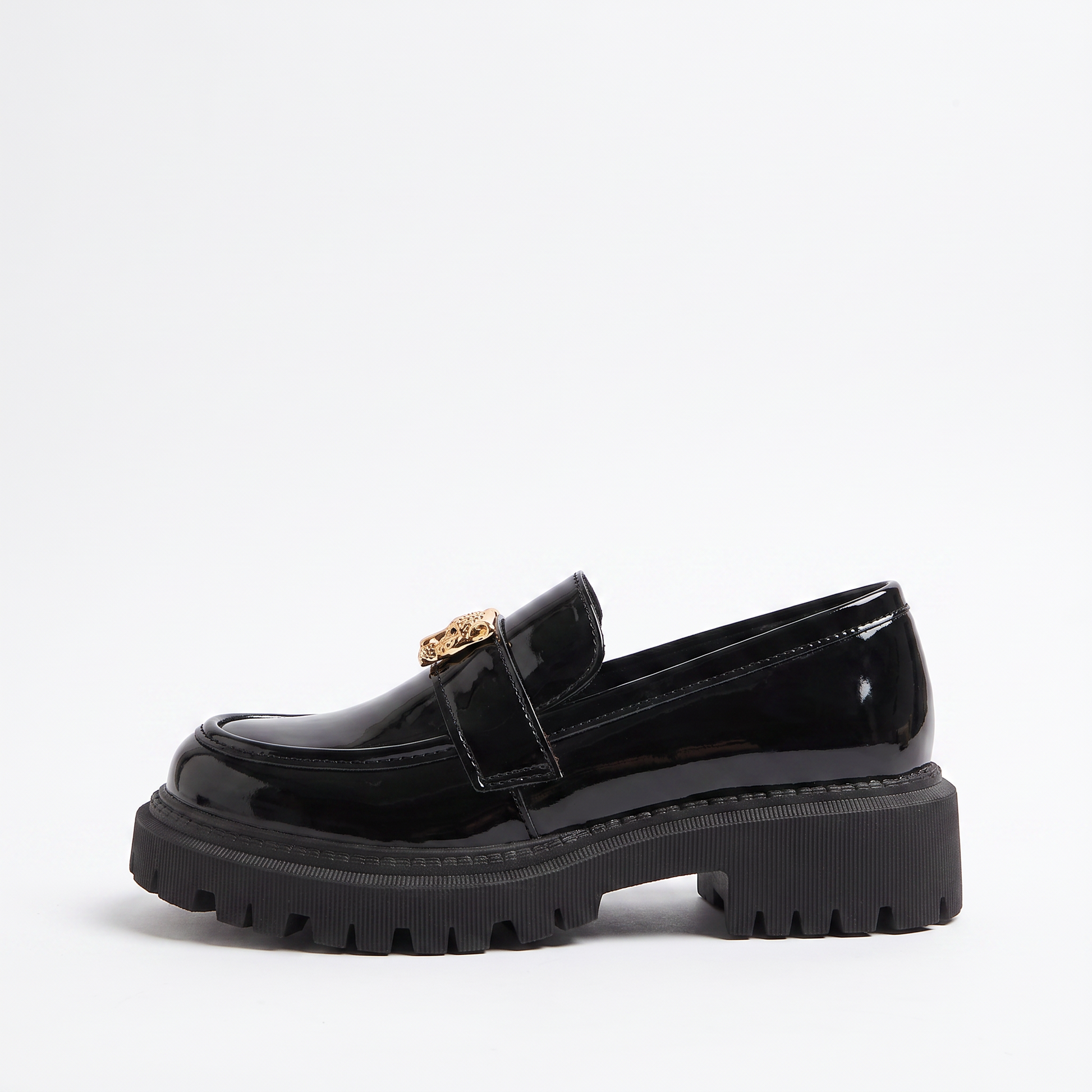 Sunoire leopard charm patent platform loafers 06 lateral profile black