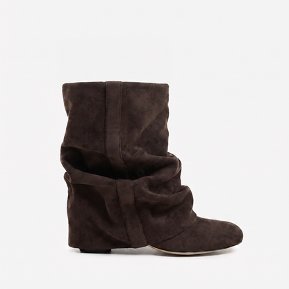 Sunoire hazel womens slouchy knee high boots rounded toe everyday fashion boots 06 lateral profile dark brown