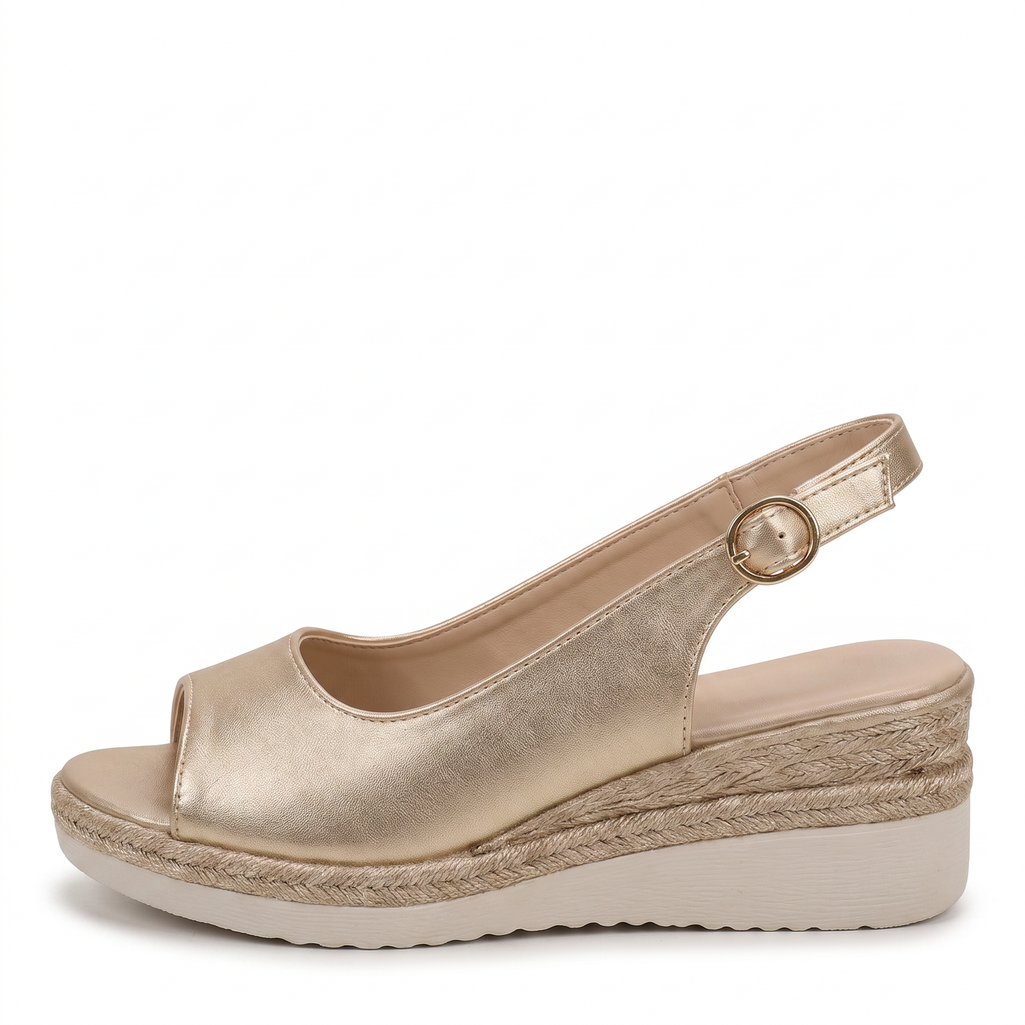 Sunoire women s softstride support sandals 06 lateral profile gold
