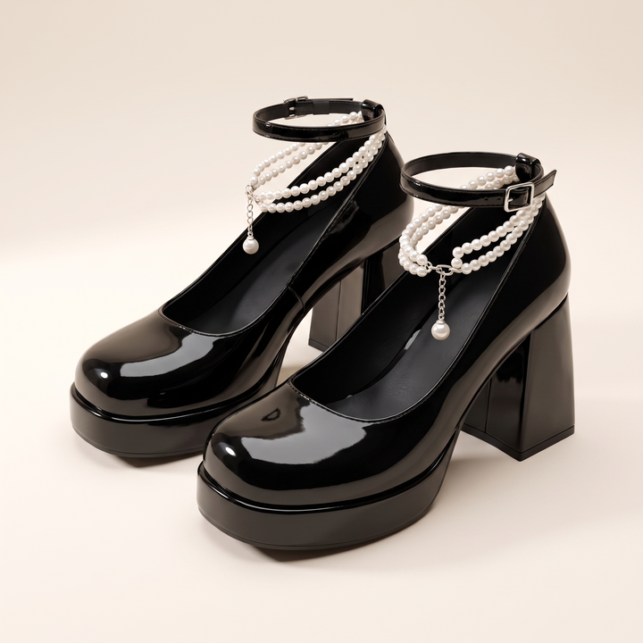 Sunoire rima black pearl heels 06 pair flatlay black