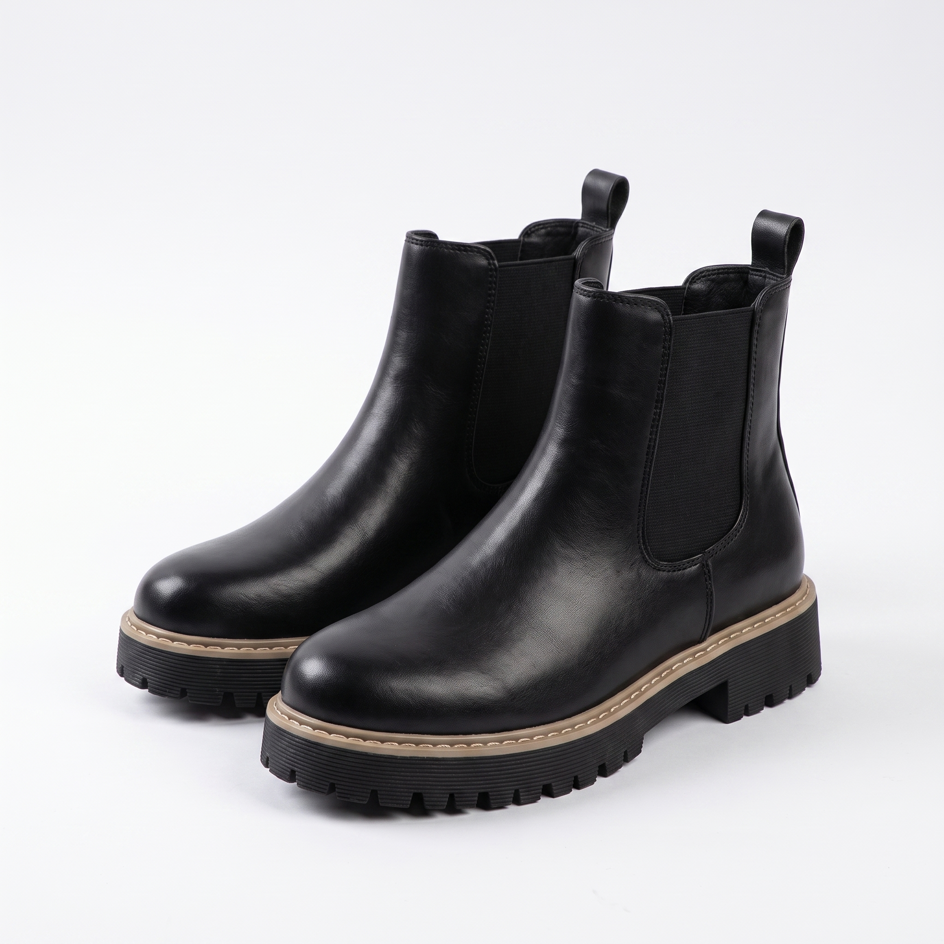 Sunoire vintage dikke zool chelsea boots dames winter 20 83e1b722 06 pair flatlay black