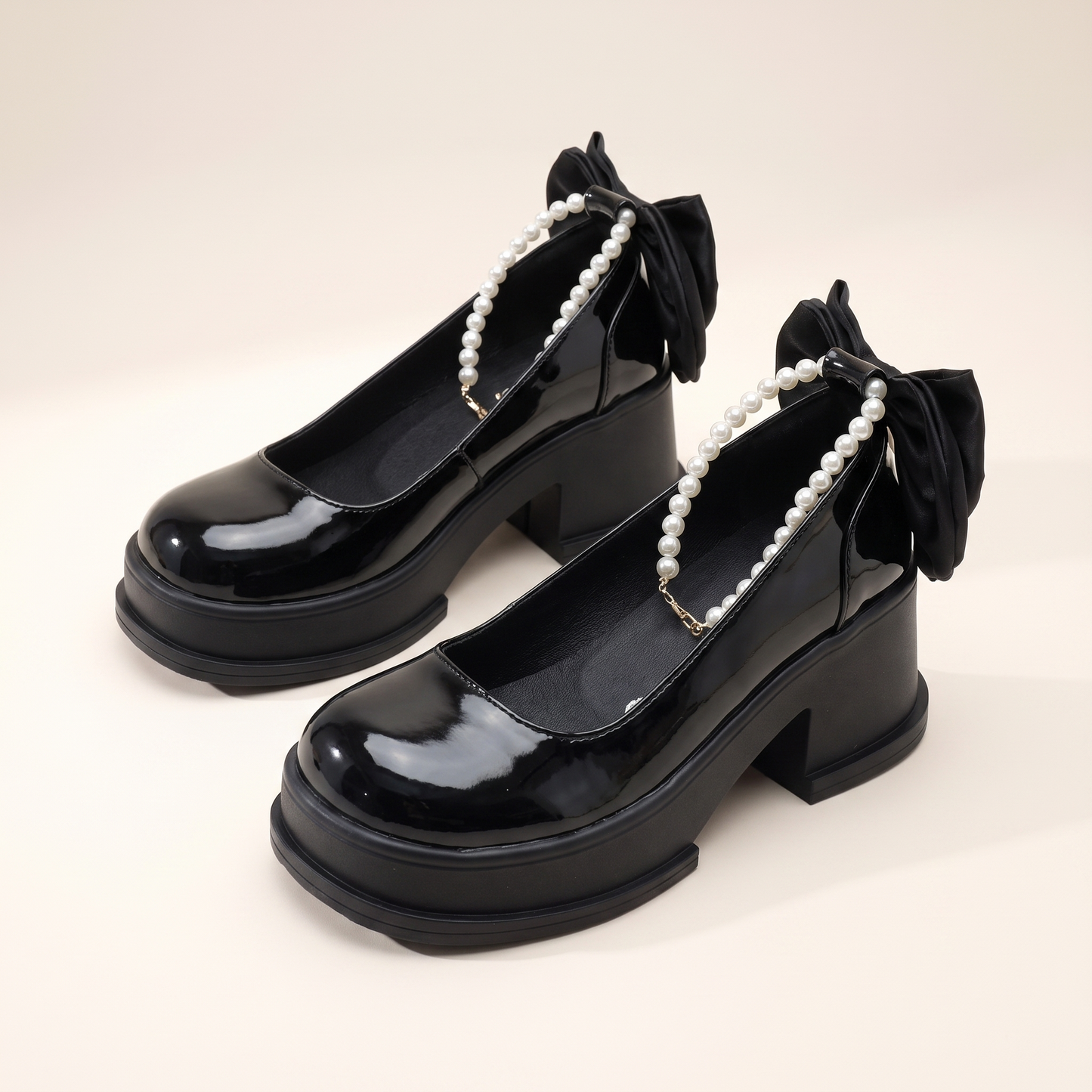 Sunoire bernice black pearl heels 06 pair flatlay black