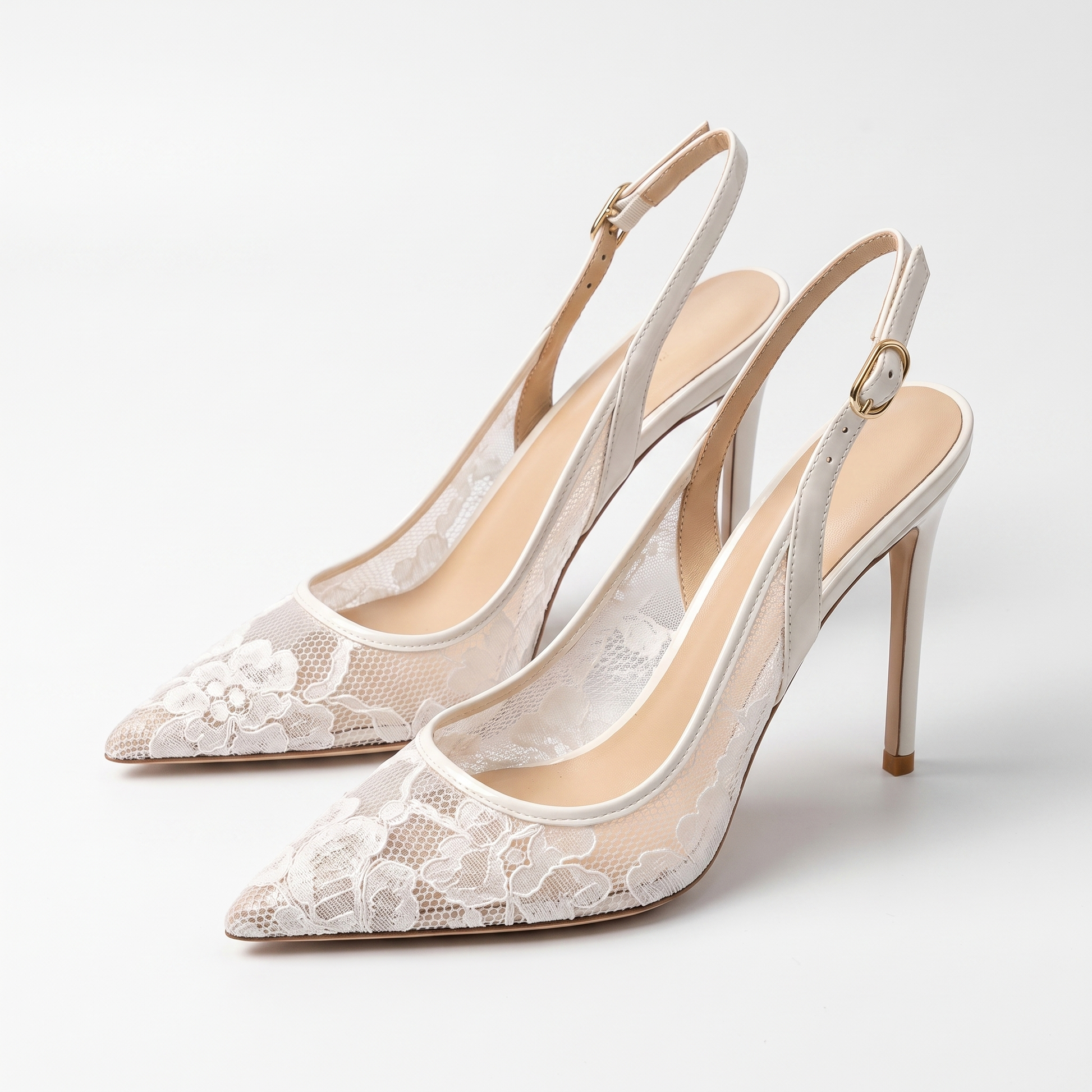 Sunoire summer lace breathable back strap stiletto sandals large size high heels women 06 pair flatlay white