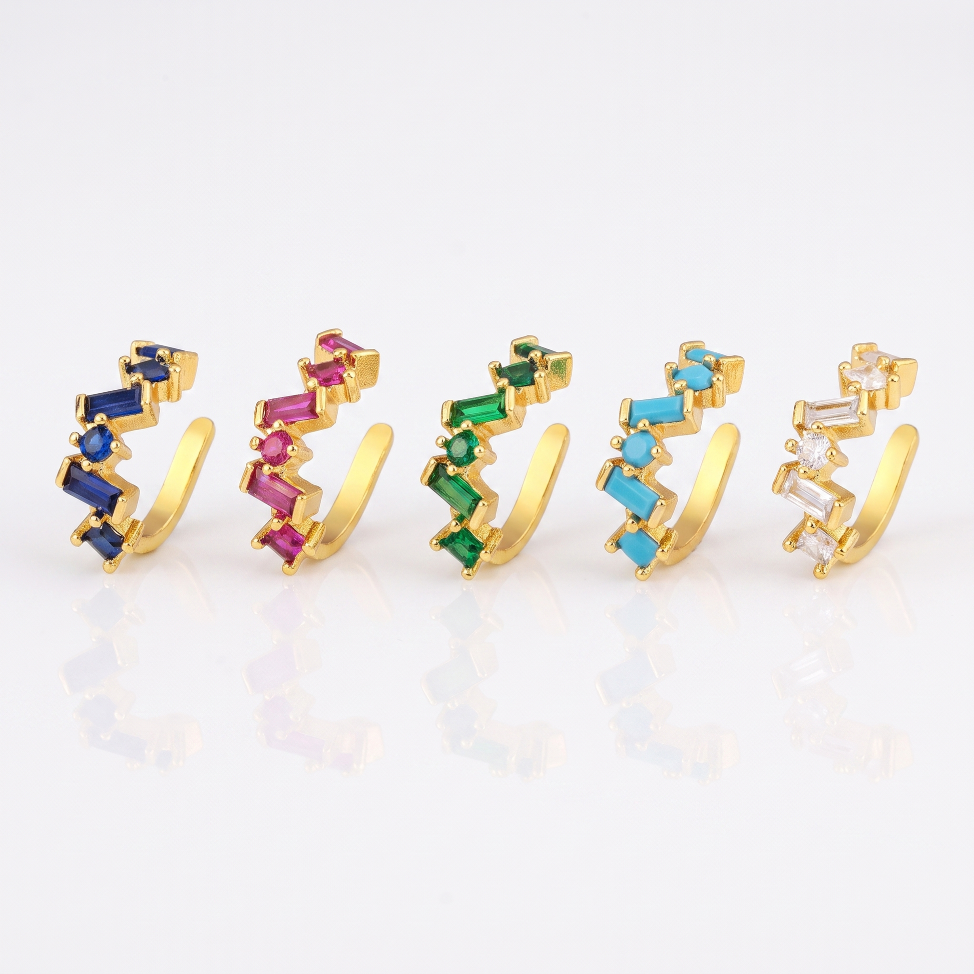 Sunoire qiku popular ear clip earrings no piercing cartilage 5 colors crystal women elegant aesthetic cubic zirconia copper jewelry gift 07 collection all styles