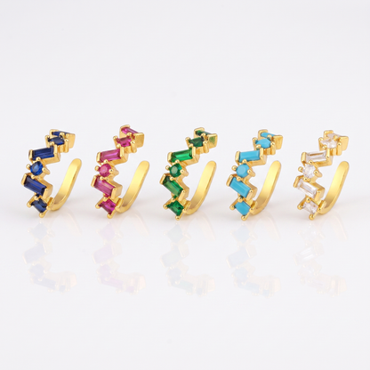 Sunoire qiku popular ear clip earrings no piercing cartilage 5 colors crystal women elegant aesthetic cubic zirconia copper jewelry gift 07 collection all styles