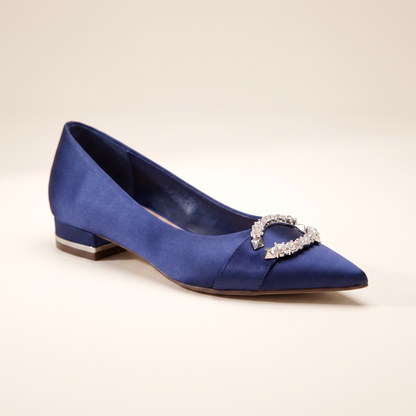 Sunoire womens satin bridal flats 07 colorway navy