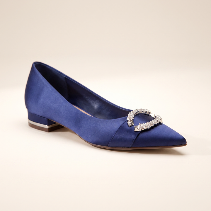 Sunoire womens satin bridal flats 07 colorway navy