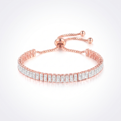 Sunoire women s tennis bracelet 4 mm 5 mm crystal cz iced cubic zirconia square tennis chain fashionable gold plated featuring pearls 07 flatlay rose gold baguette