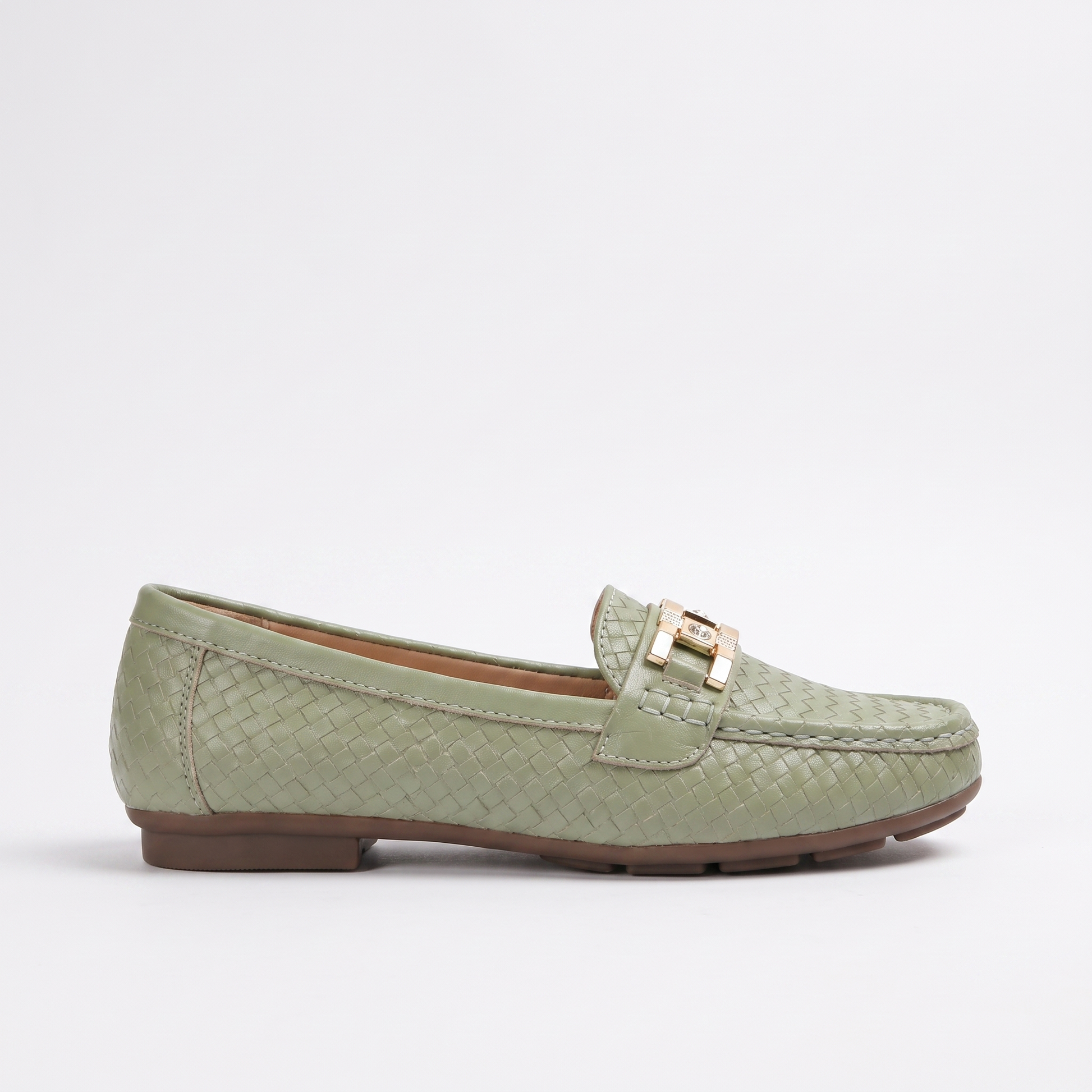 Sunoire womens loafers with textured upper for everyday wear 07 lateral profile green