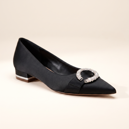 Sunoire womens satin bridal flats 08 colorway black