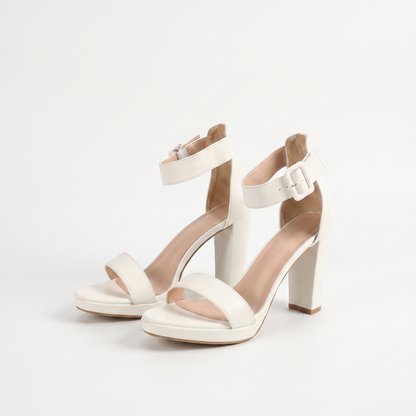 Sunoire 2026 new elegant women s sandals chunky block heel ankle strap suede summer dress shoes custom oem odm manufacturer 08 colorway white