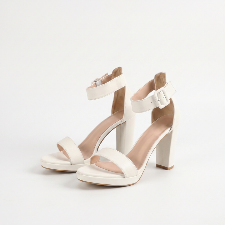 Sunoire 2026 new elegant women s sandals chunky block heel ankle strap suede summer dress shoes custom oem odm manufacturer 08 colorway white