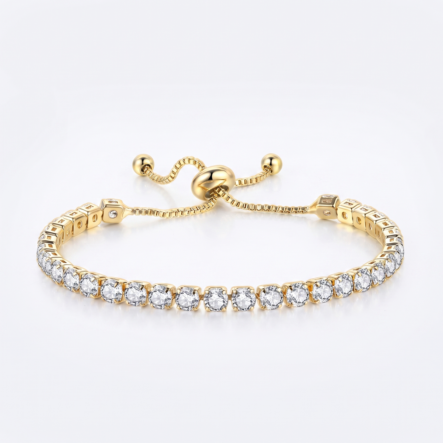 Sunoire women s tennis bracelet 4 mm 5 mm crystal cz iced cubic zirconia square tennis chain fashionable gold plated featuring pearls 08 flatlay gold round