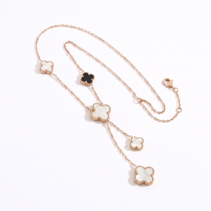 Sunoire premium 316l stainless steel four leaf clover jewelry set trendy women s gift 08 flatlay rose gold black and white clover