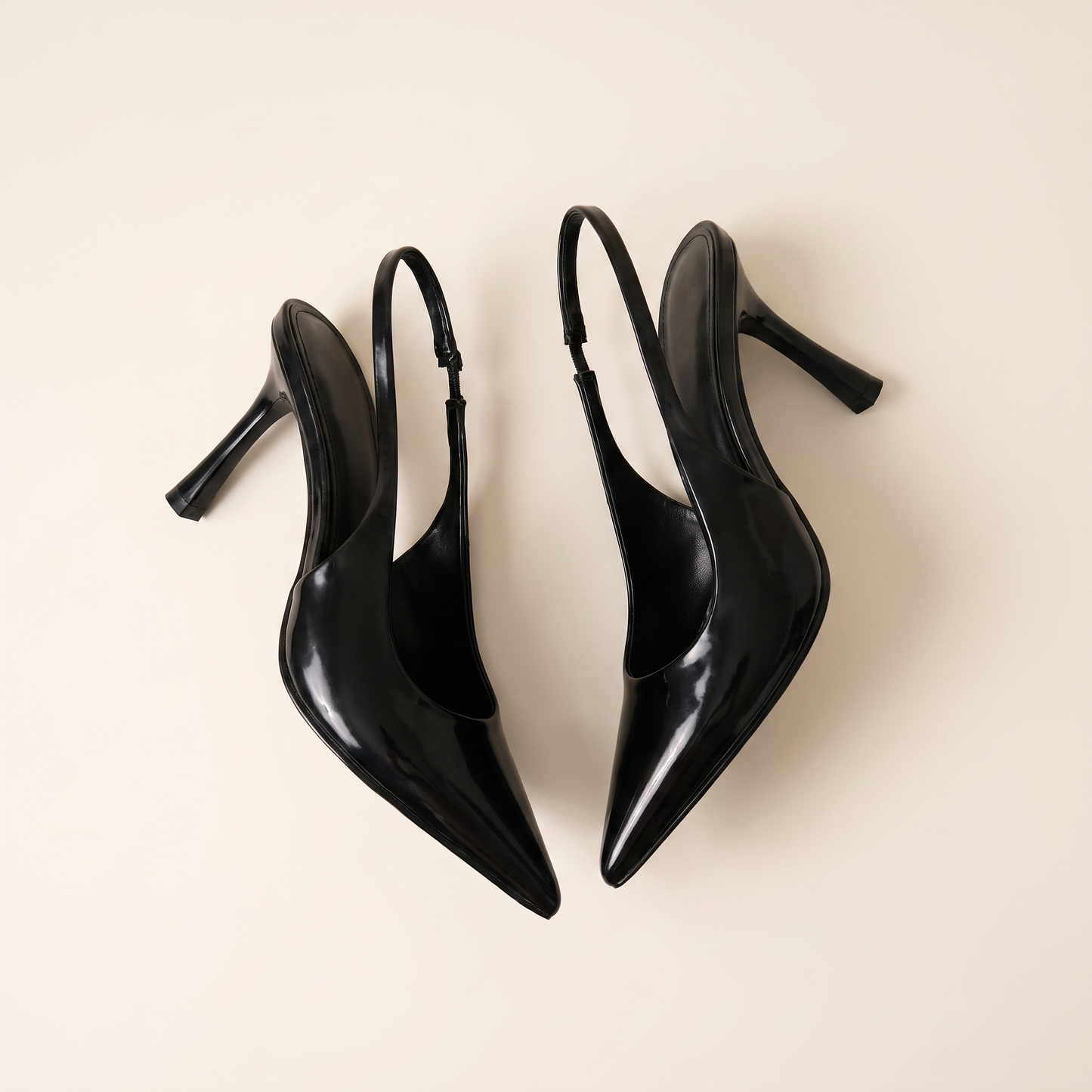 Sunoire women s elegant black slingback heels pointed toe 08 pair flatlay black