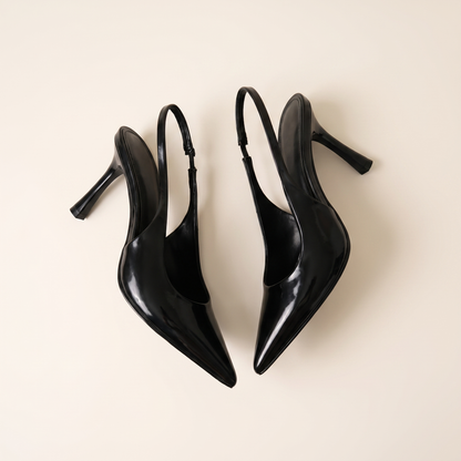 Sunoire women s elegant black slingback heels pointed toe 08 pair flatlay black