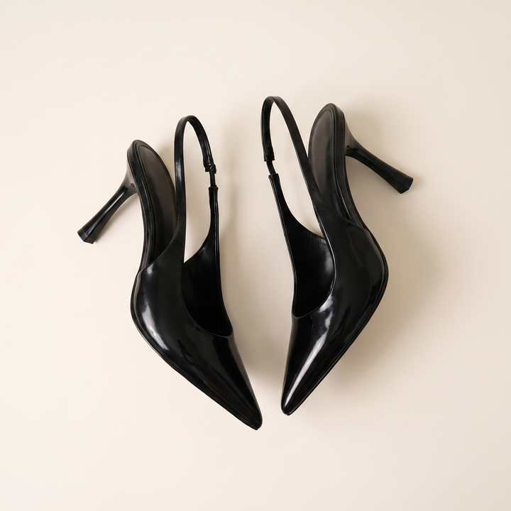 Sunoire women s elegant black slingback heels pointed toe 08 pair flatlay black