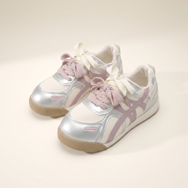 Sunoire paloma white mesh sneakers 08 pair flatlay pink