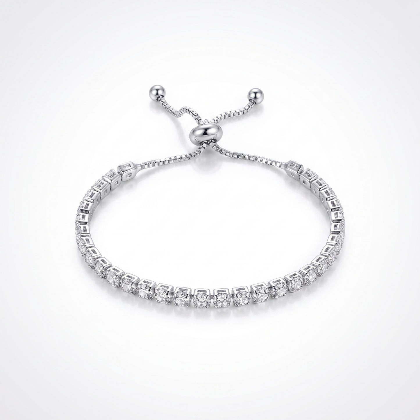 Sunoire women s tennis bracelet 4 mm 5 mm crystal cz iced cubic zirconia square tennis chain fashionable gold plated featuring pearls 09 flatlay silver round