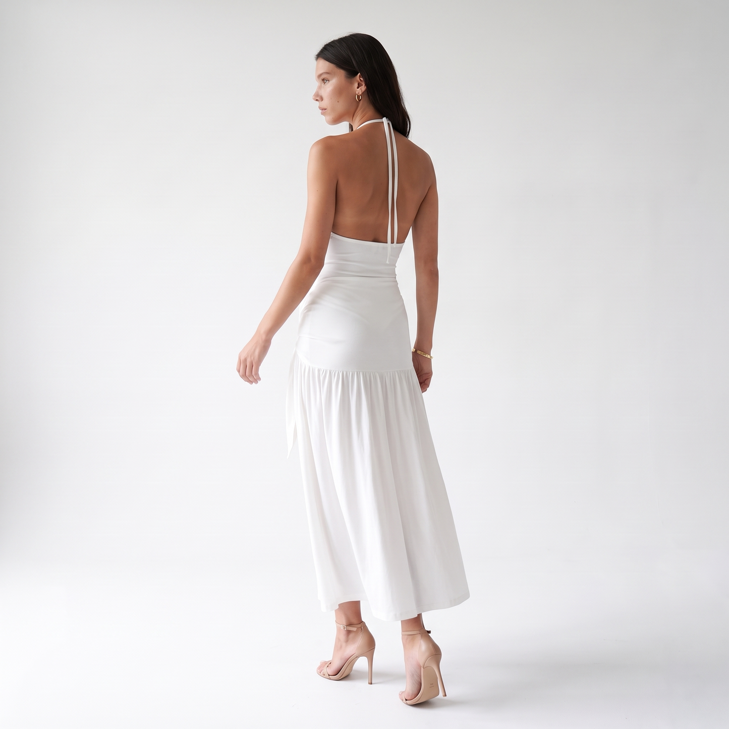 Sunoire 1 moq sexy v neck elegant backless slit skirt casual bodycon jumpsuit and skirt women set back view 01