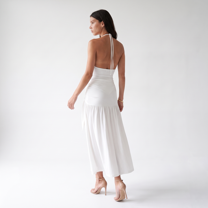 Sunoire 1 moq sexy v neck elegant backless slit skirt casual bodycon jumpsuit and skirt women set back view 01