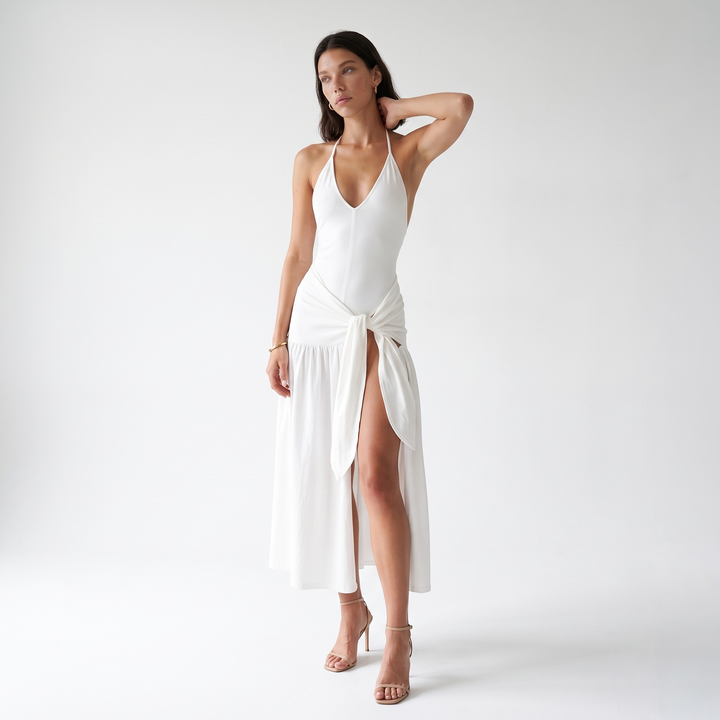 Sunoire 1 moq sexy v neck elegant backless slit skirt casual bodycon jumpsuit and skirt women set front hero 01