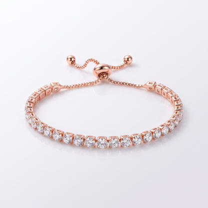 Sunoire women s tennis bracelet 4 mm 5 mm crystal cz iced cubic zirconia square tennis chain fashionable gold plated featuring pearls 10 flatlay rose gold round