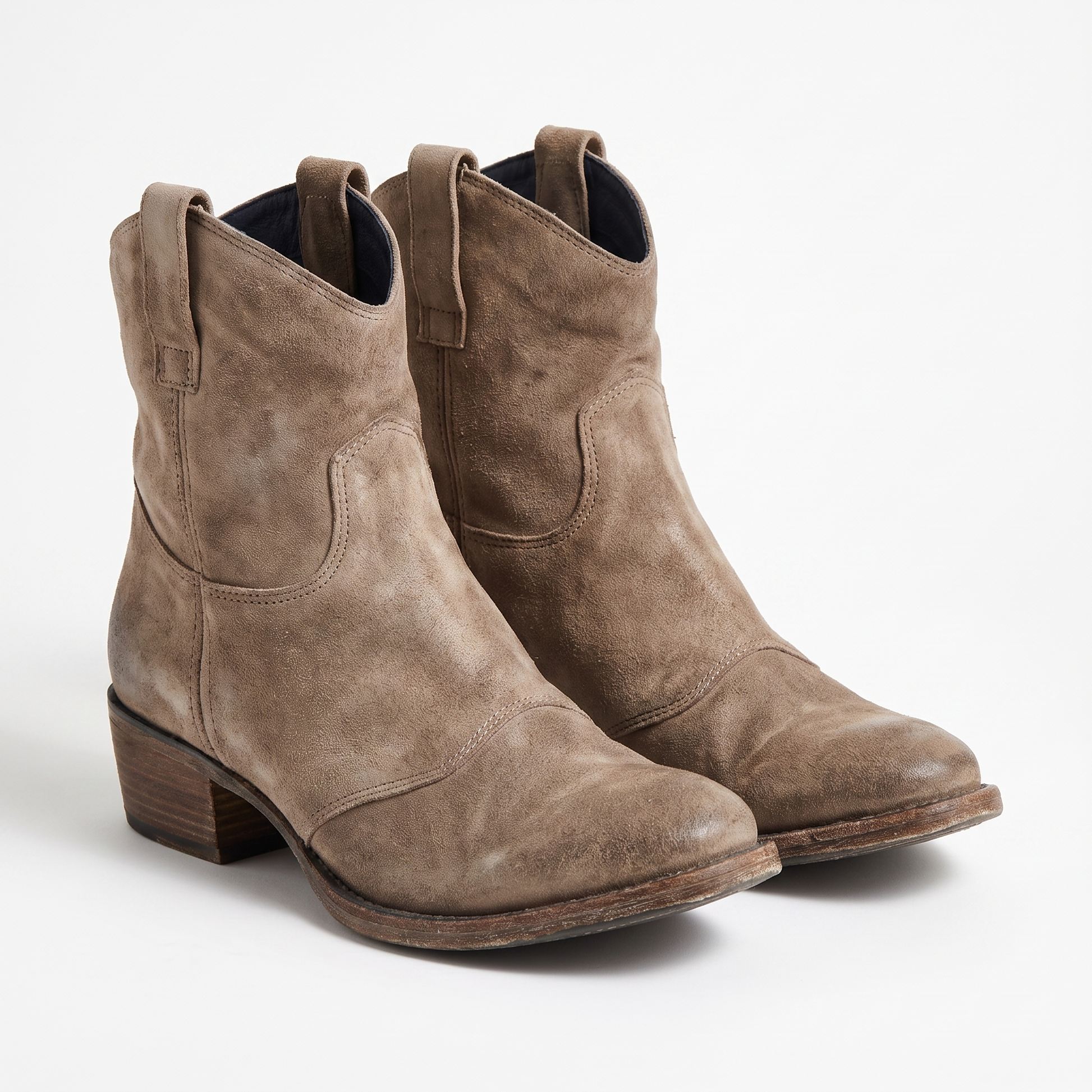 Sunoire ankle western pull tab boots 10 pair flatlay light brown