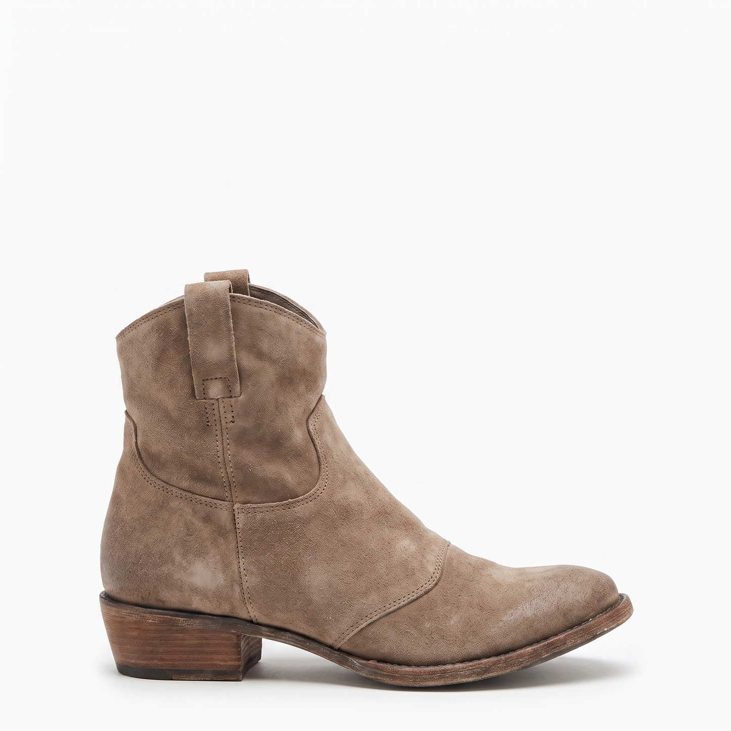 Sunoire ankle western pull tab boots 11 lateral profile light brown