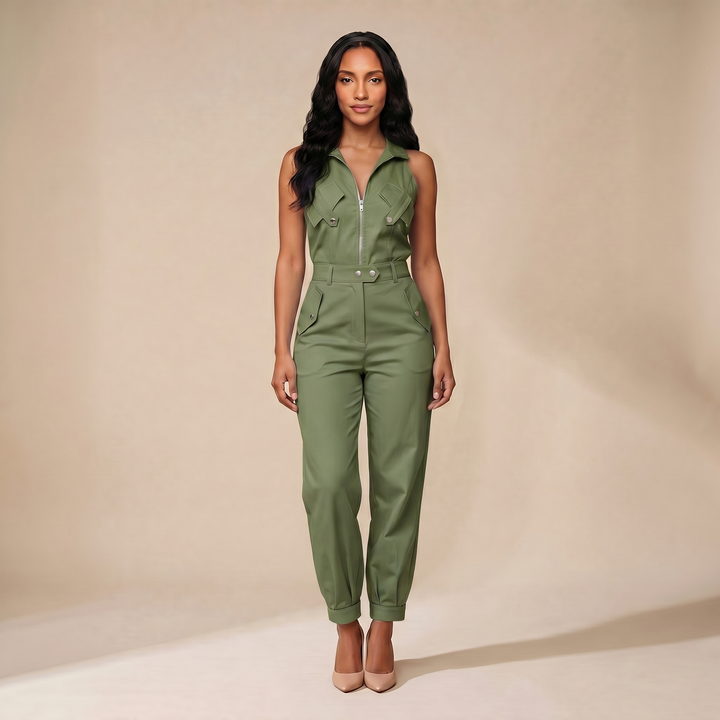 Nadia Cargo Pocket Pants Set — Army Green