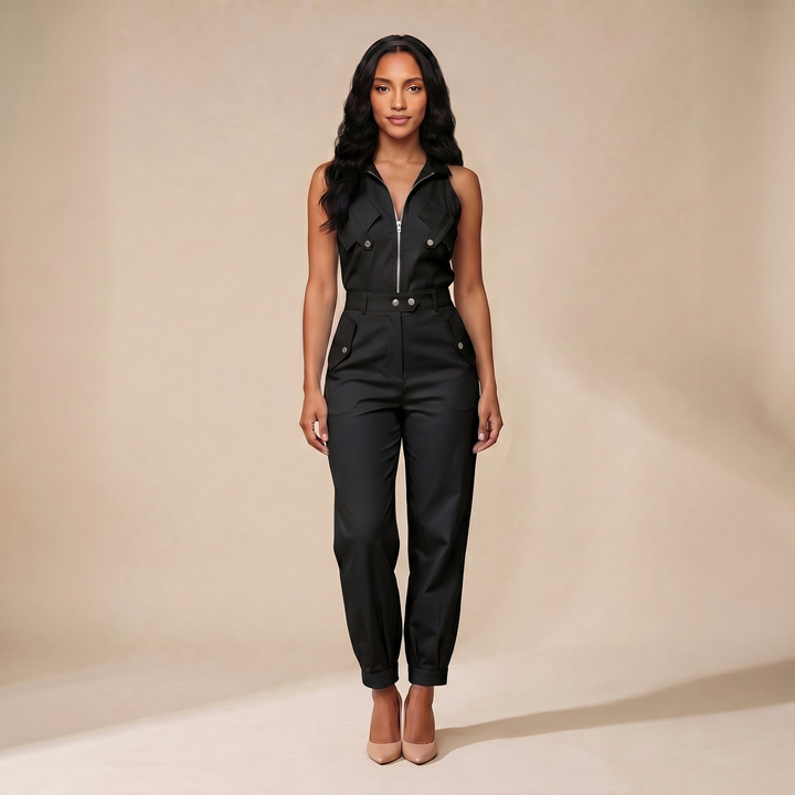 Nadia Cargo Pocket Pants Set — Black