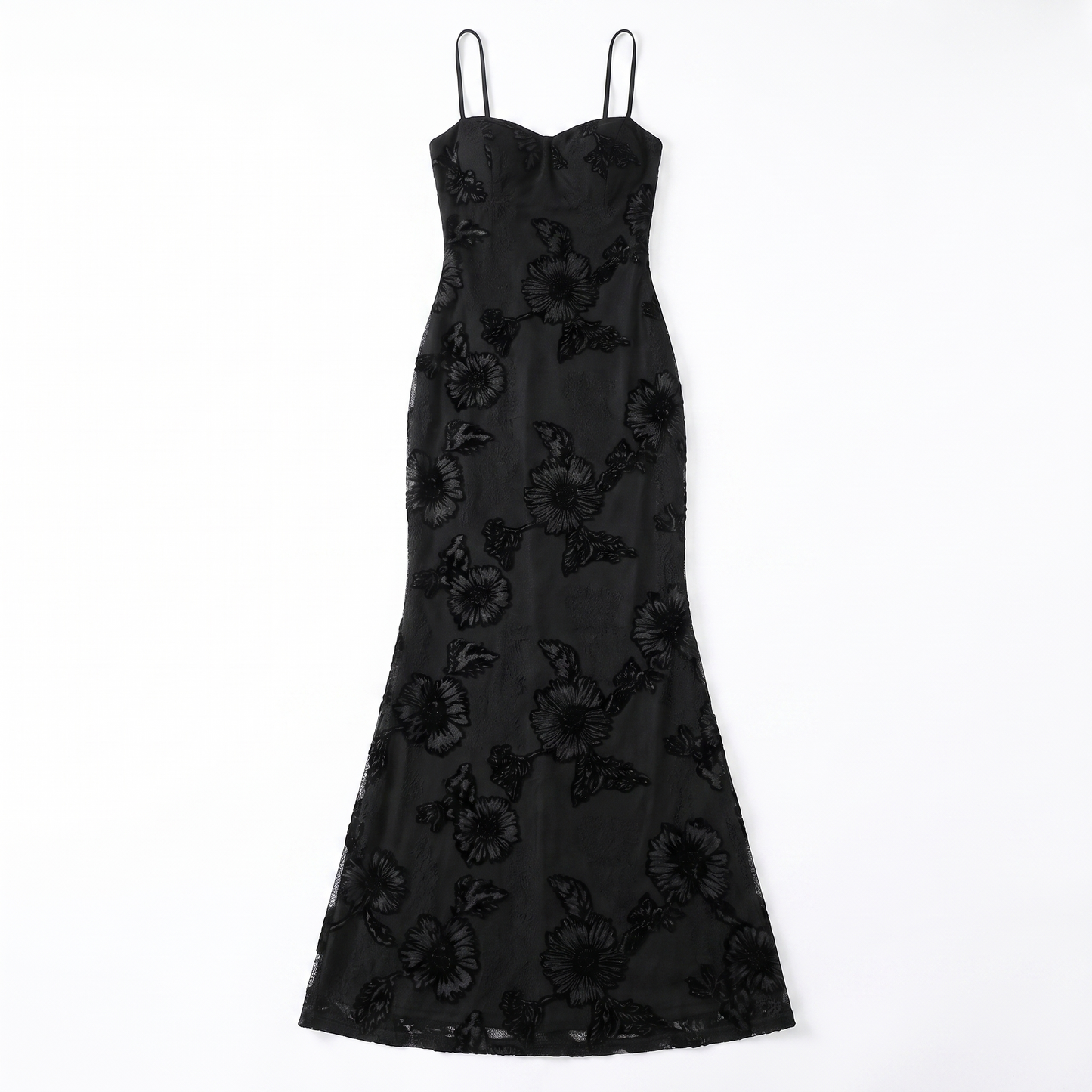 Sunoire 2026 fashionable elegant sexy maxi sleeveless ladies embroidered slim backless lace up long dress garment flatlay 01