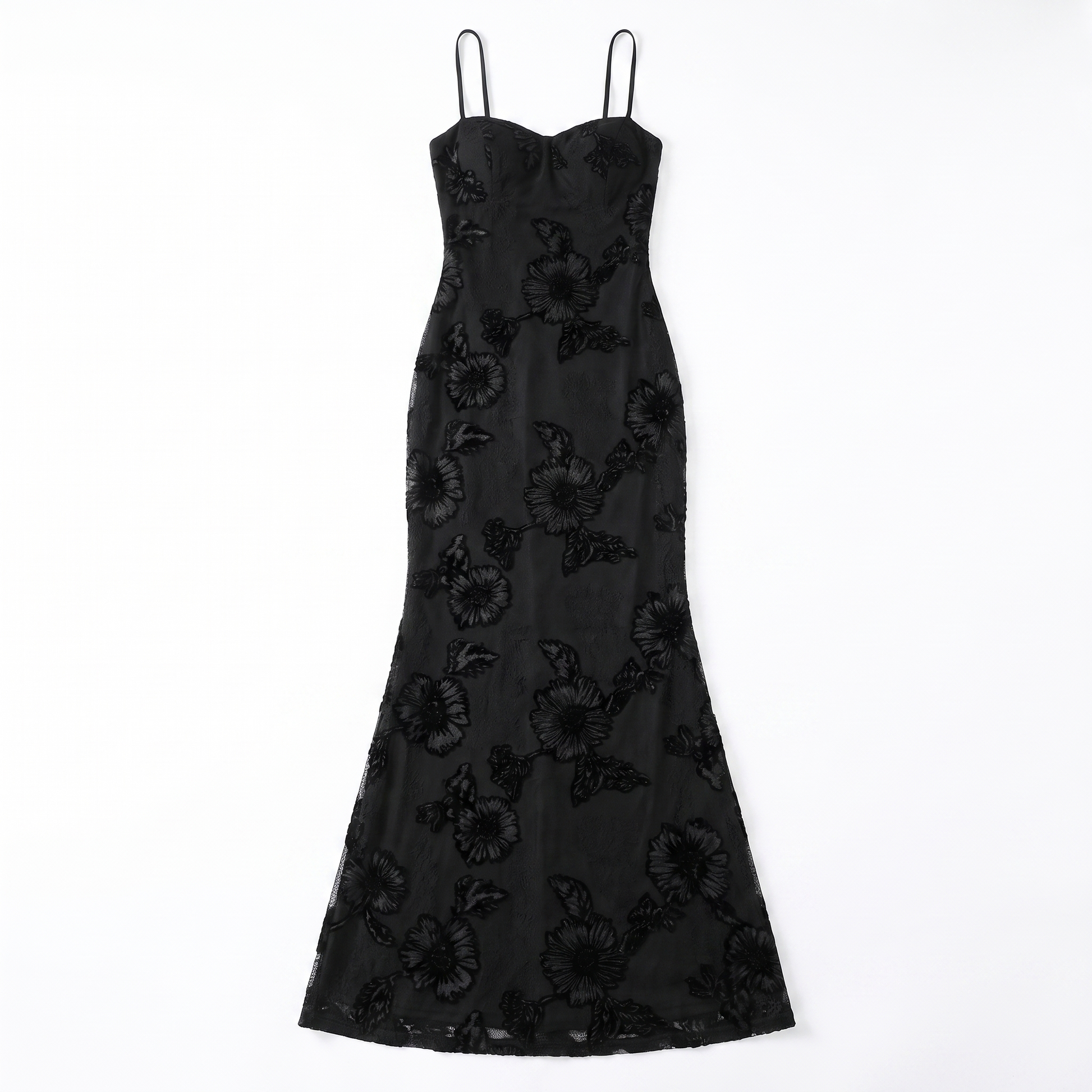 Sunoire 2026 fashionable elegant sexy maxi sleeveless ladies embroidered slim backless lace up long dress garment flatlay 01