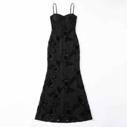 Sunoire 2026 fashionable elegant sexy maxi sleeveless ladies embroidered slim backless lace up long dress garment flatlay 01