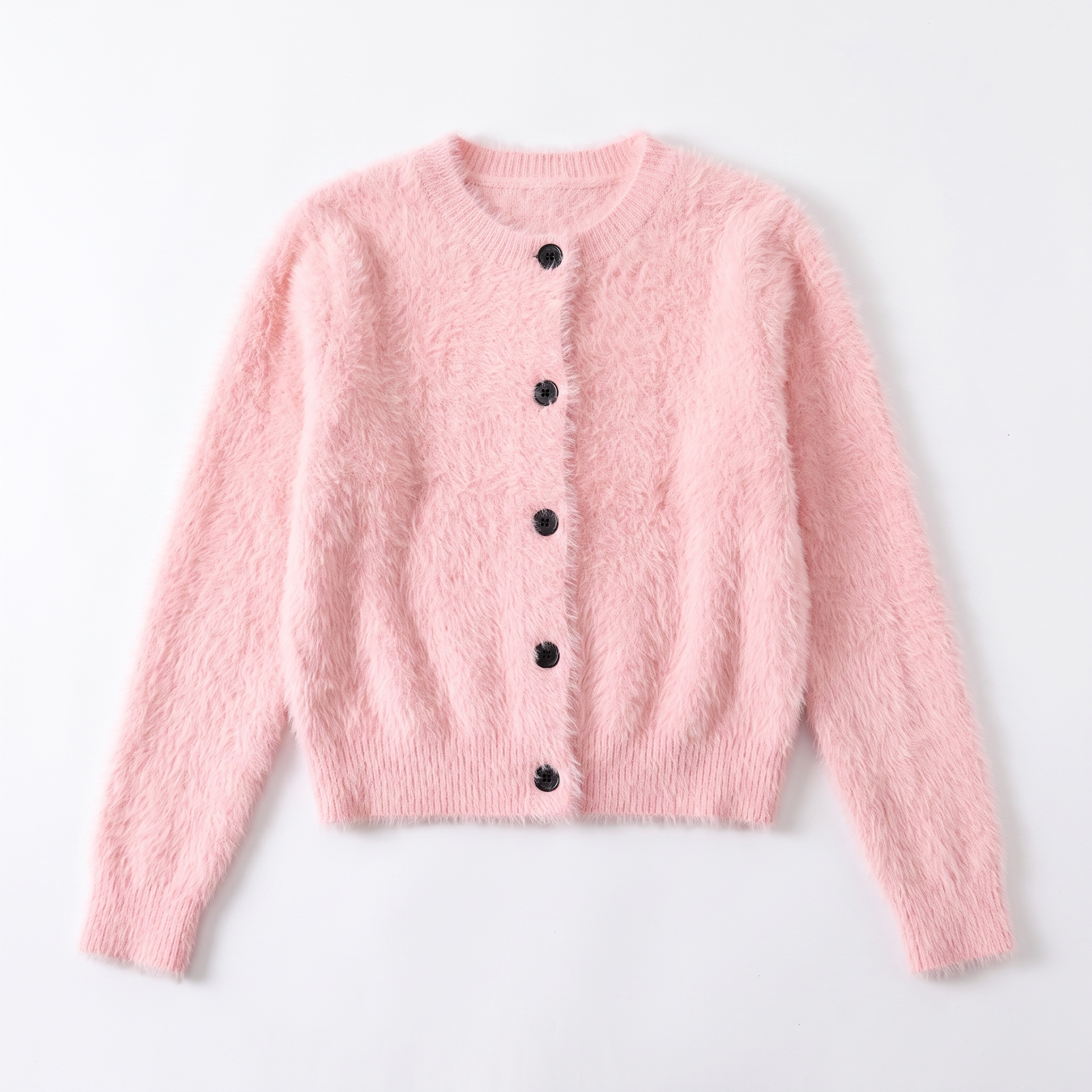 Sunoire 2026 hot sale korean oversized shaggy cardigans women button up lapel long sleeve fall winter fluffy chic sweet sweaters coats garment flatlay 01