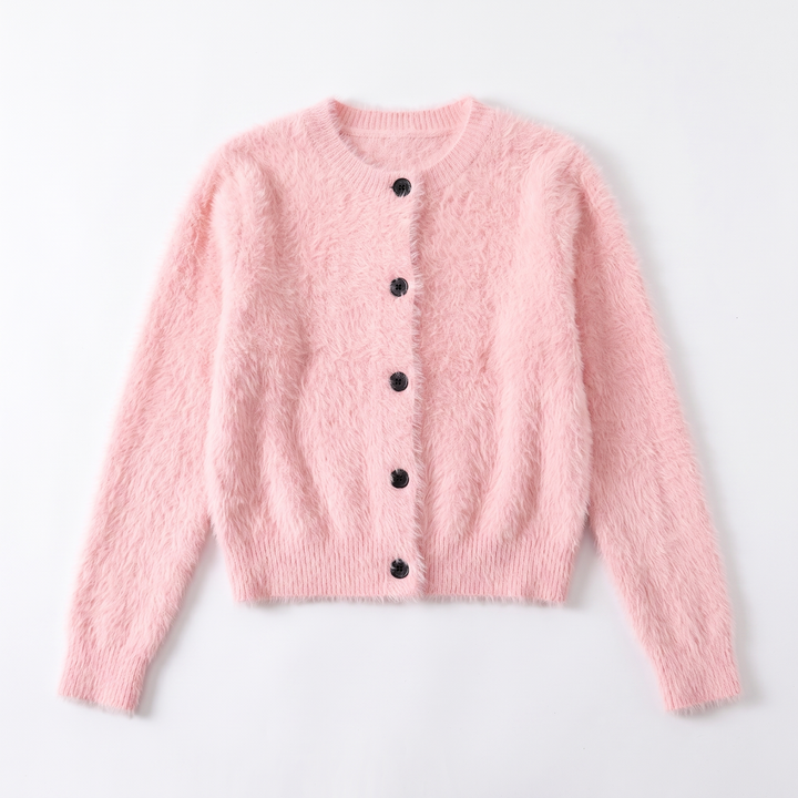 Sunoire 2026 hot sale korean oversized shaggy cardigans women button up lapel long sleeve fall winter fluffy chic sweet sweaters coats garment flatlay 01
